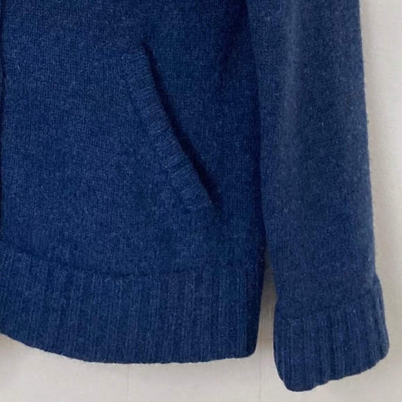 Blue TALBOTS 100% Lambswool Hooded Cardigan Sweater - Picture 3 of 6